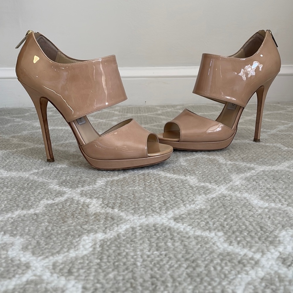 Jimmy Choo Private Tan/Nude Sandals/Heels 37.5 - Excellent Condition